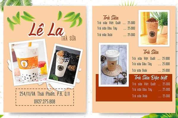 In menu trà sữa phù hợp với phong cách cửa hàng