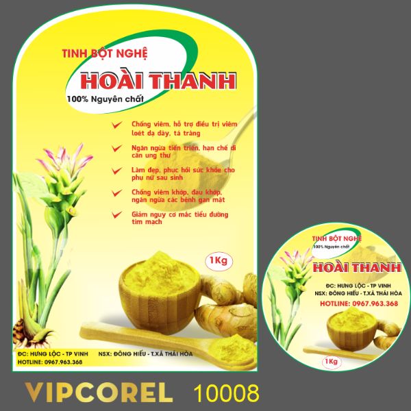 In tem nhãn tinh bột nghệ giá rẻ tại in Hoa Long