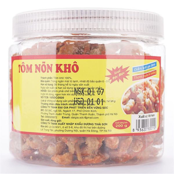 In tem nhãn tôm khô chất lượng tại in Hoa Long