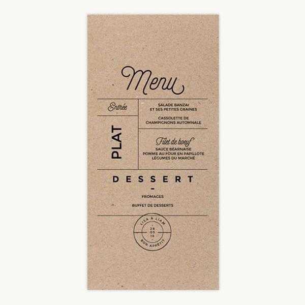 In menu giấy kraft dạng gấp