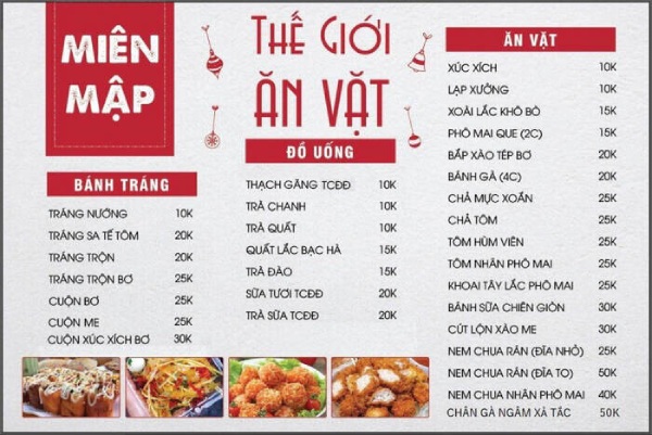 In Hoa Long nhận in menu quán ăn vặt giá rẻ