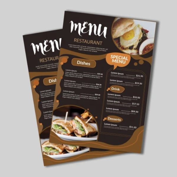 Kích cỡ menu theo tiêu chuẩn trong thiết kế