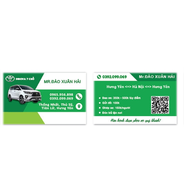 In card visit taxi kích thước tiêu chuẩn