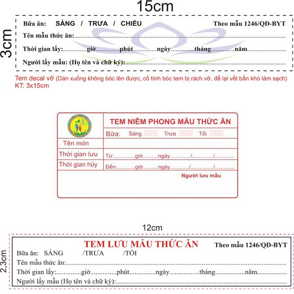 In tem lưu mẫu thực phẩm chất lượng