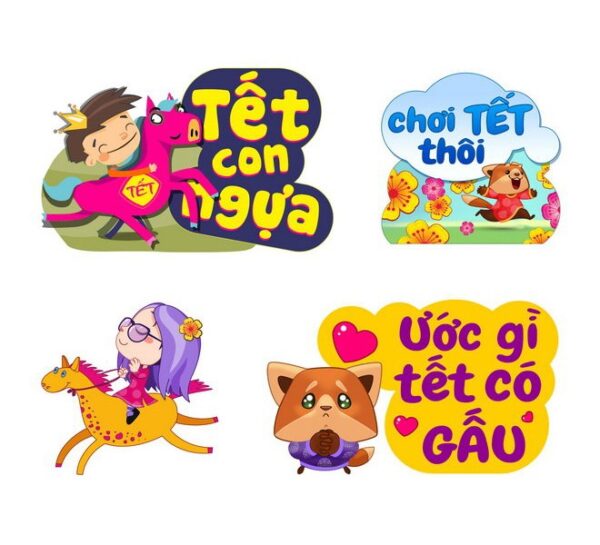 Mẫu sticker Tết dễ thương