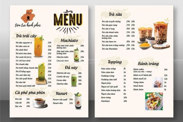 Tổng hợp các mẫu menu trà sữa đẹp cho quán