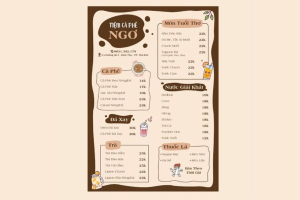 Tổng hợp những mẫu menu cà phê đẹp, chất lượng tại In Hoa Long