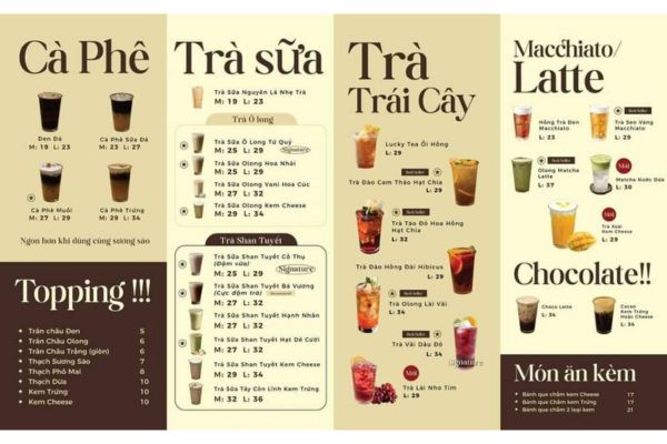 Tổng hợp các mẫu menu trà sữa đẹp cho quán