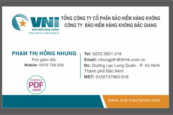 In card visit công ty bảo hiểm theo yêu cầu tại Hà Nội