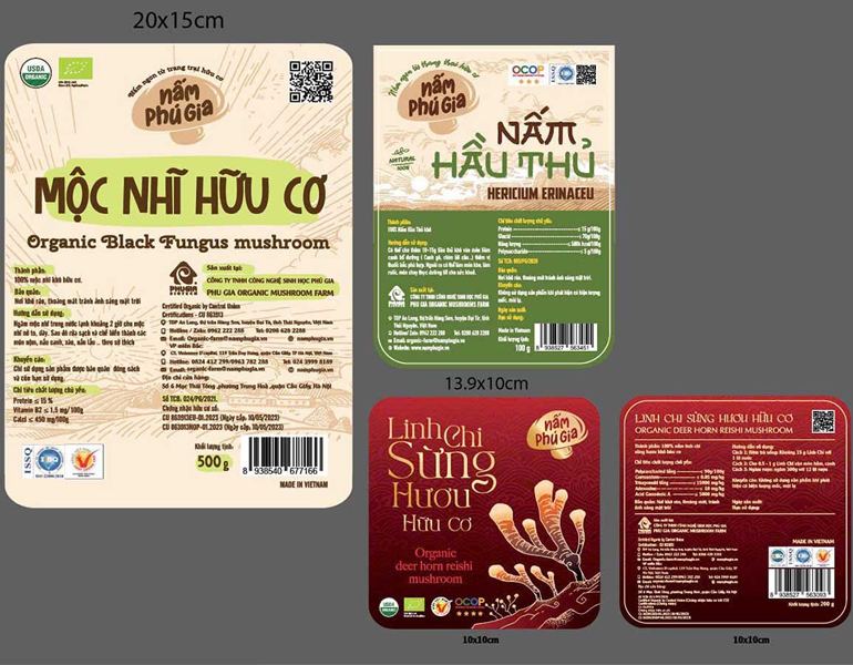 Đặt in tem nhãn dán sản phẩm nấm hương tại xưởng