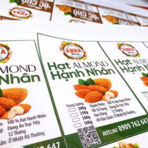 In tem nhãn hạnh nhân giá rẻ, lấy nhanh theo yêu cầu tại In Hoa Long