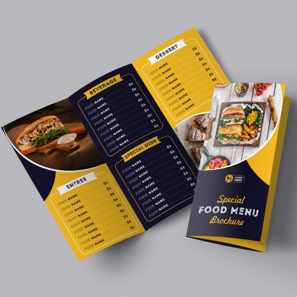 In menu gấp 3 giá rẻ, mẫu đẹp tại In Hoa Long