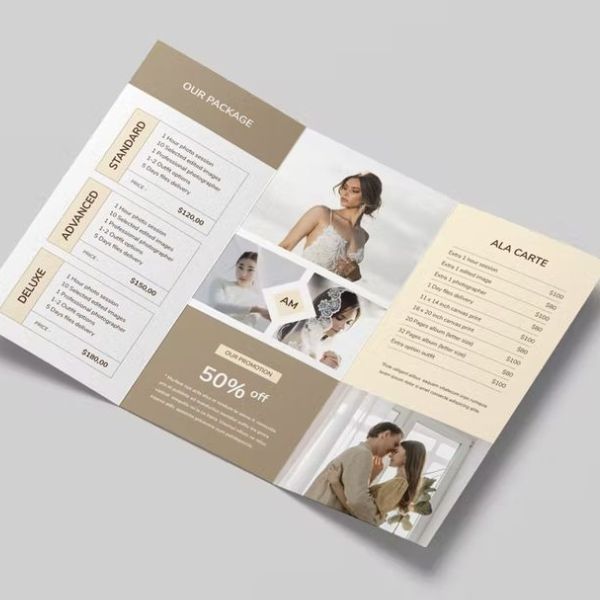 In tờ rơi ảnh viện áo cưới giá rẻ, mẫu đẹp tại In Hoa Long