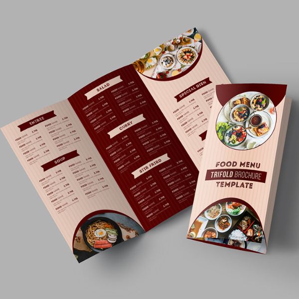 In menu gấp 3 giá rẻ, mẫu đẹp tại In Hoa Long