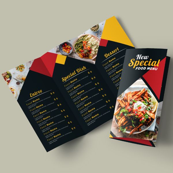 In menu gấp 3 giá rẻ, mẫu đẹp tại In Hoa Long