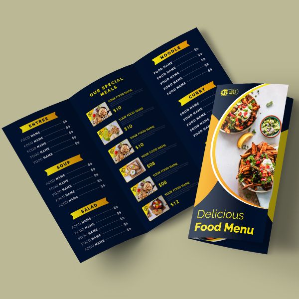 In menu gấp 3 giá rẻ, mẫu đẹp tại In Hoa Long