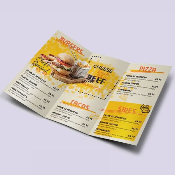 In menu gấp 3 giá rẻ, mẫu đẹp tại In Hoa Long