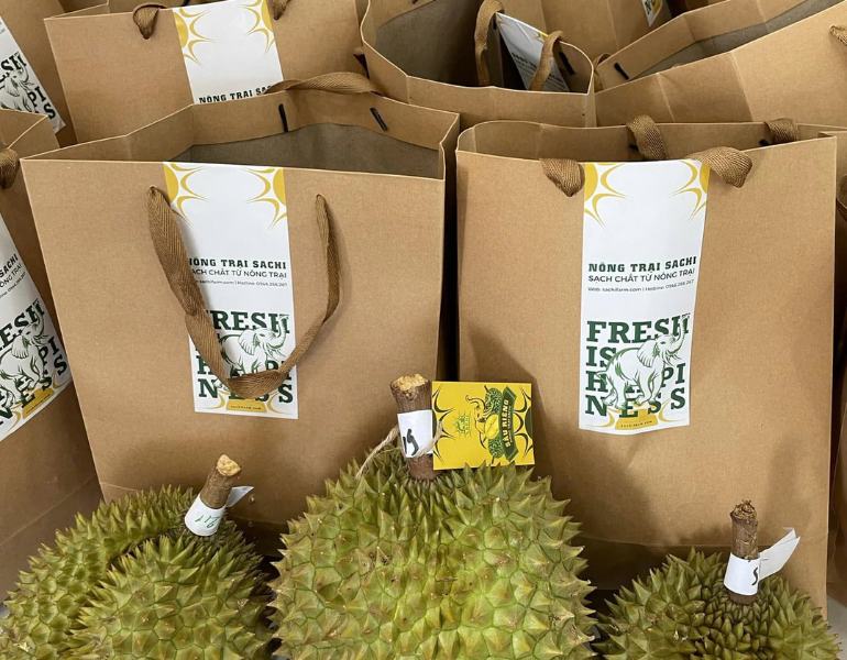 Thiết kế túi giấy đựng sầu riêng sáng tạo