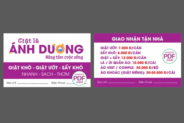 in Hoa Long nhận in card visit giặt là giá rẻ