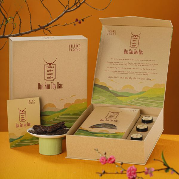 In hộp đựng thịt trâu sấy giá rẻ, thiết kế theo yêu cầu tại Hà Nội