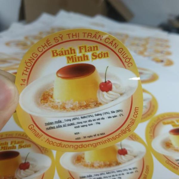 In tem bánh flan giá rẻ, lấy nhanh theo yêu cầu tại Hà Nội