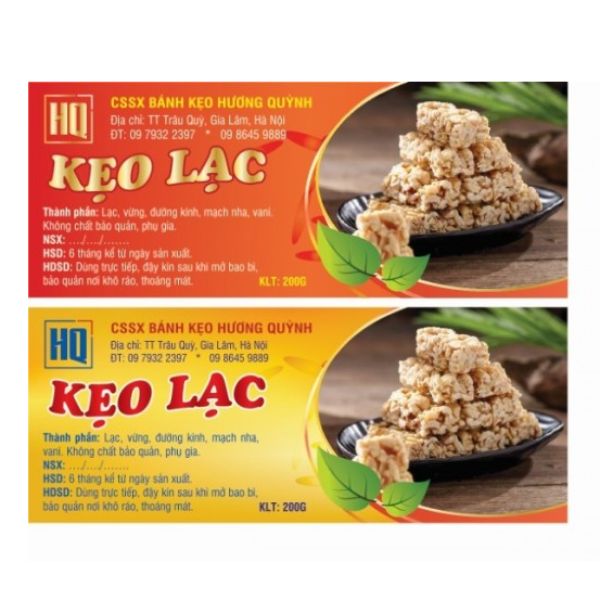 In tem nhãn kẹo lạc giá rẻ, lấy nhanh tại Hoa Long