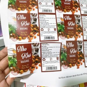 In tem nhãn nho khô giá rẻ, lấy nhanh theo yêu cầu tại Hà Nội