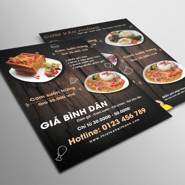 In tờ rơi cơm văn phòng giá rẻ, chuyên nghiệp tại In Hoa Long