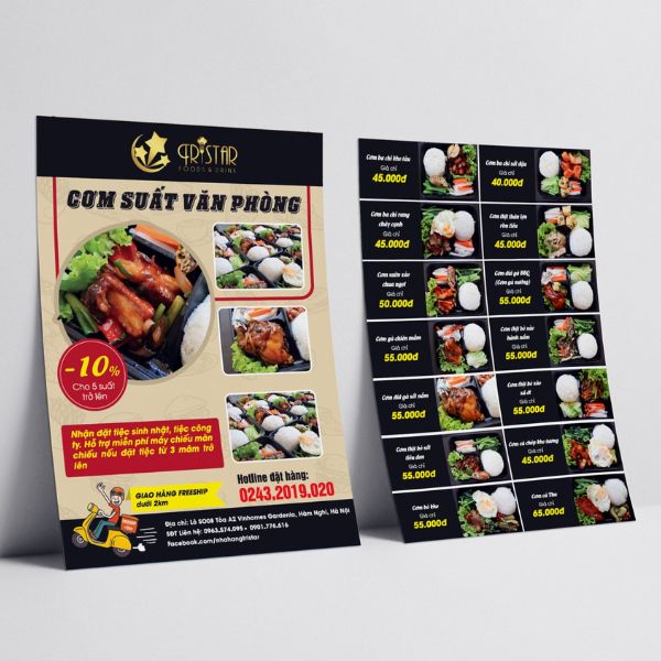 In tờ rơi cơm văn phòng giá rẻ, chuyên nghiệp tại In Hoa Long