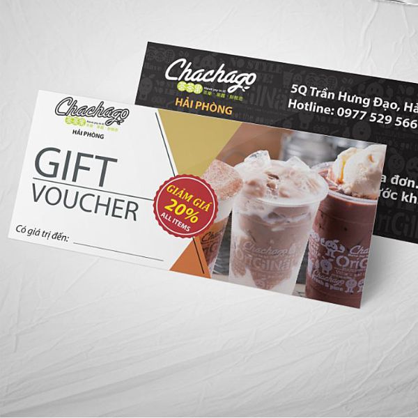 In voucher trà sữa giá rẻ, thiết kế theo yêu cầu