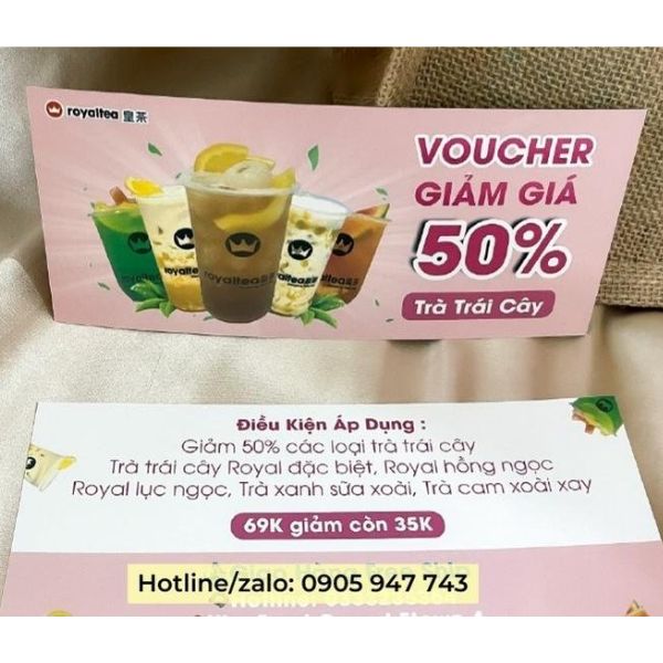 In voucher trà sữa giá rẻ, thiết kế theo yêu cầu