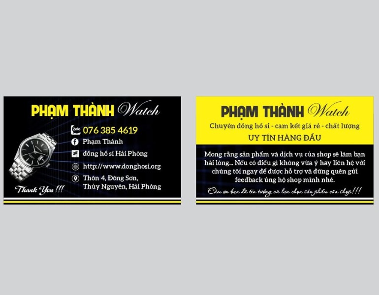 Mẫu card visit đồng hồ cao cấp đẹp mắt