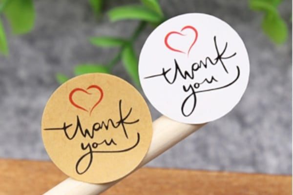 Mẫu thank you sticker đẹp, giá rẻ, lấy nhanh tại Hoa Long