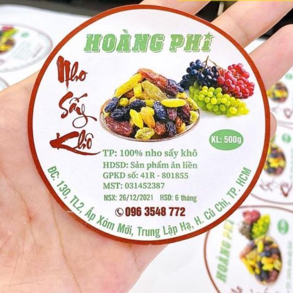 In tem nhãn nho khô giá rẻ, lấy nhanh theo yêu cầu tại Hà Nội