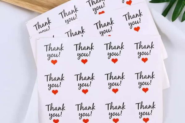 Mẫu thank you sticker đẹp, giá rẻ, lấy nhanh tại Hoa Long
