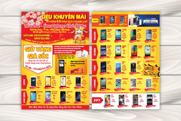 Mẫu tờ rơi điện thoại đẹp, thiết kế chuyên nghiệp tại Hà Nội