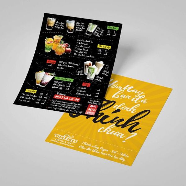 In tờ rơi menu giá rẻ, chất lượng cao tại In Hoa Long