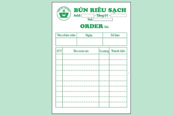Mẫu order nhà hàng thiết kế phong cách thân thiện