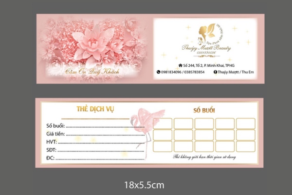 Mẫu phiếu liệu trình Spa với kích thước lý tưởng