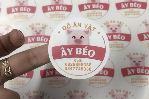 Mẫu tem ăn vặt đẹp, chất lượng cao tại Hoa Long