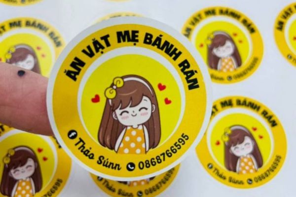 Mẫu tem ăn vặt đẹp, chất lượng cao tại Hoa Long