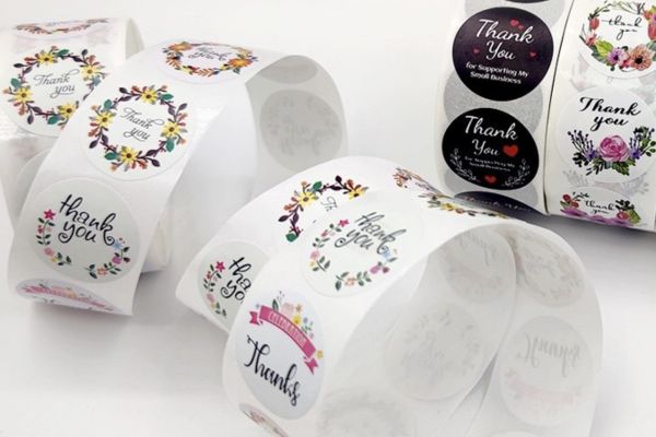 Mẫu thank you sticker đẹp, giá rẻ, lấy nhanh tại Hoa Long