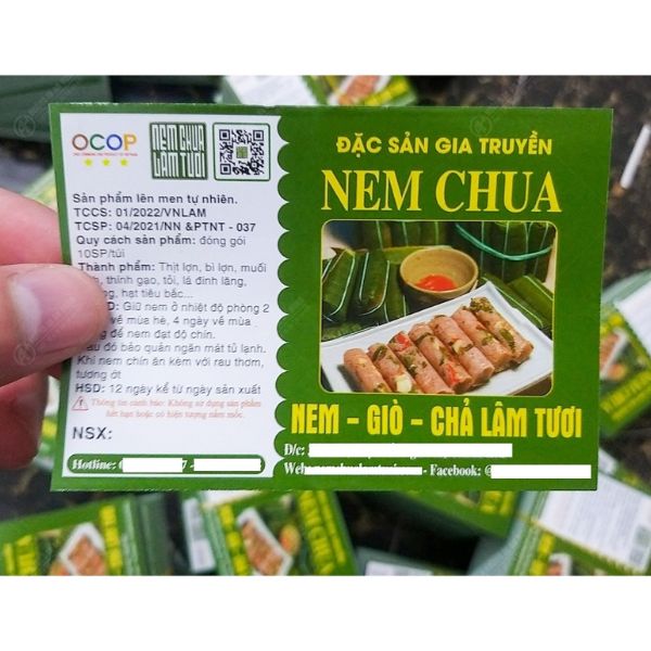 In tem nhãn nem chua giá rẻ, lấy nhanh theo yêu cầu tại Hà Nội