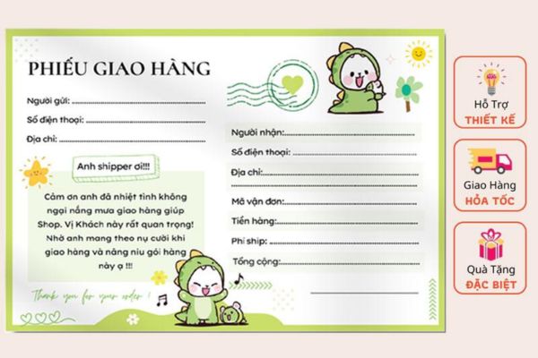 Mẫu tem vận chuyển đẹp tại Hoa Long