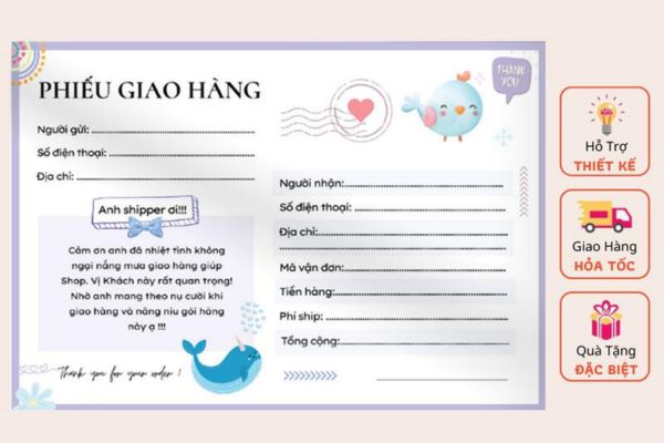 Mẫu tem vận chuyển đẹp tại Hoa Long