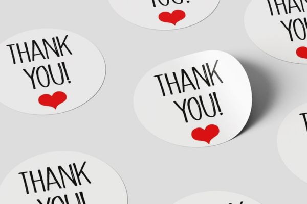 Mẫu thank you sticker đẹp, giá rẻ, lấy nhanh tại Hoa Long