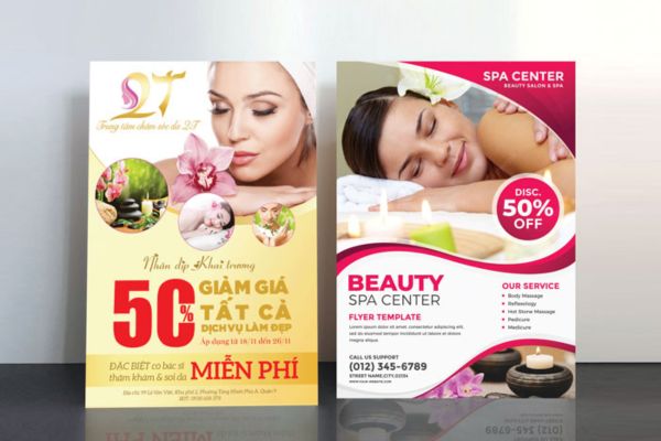 Mẫu tờ rơi spa đẹp, thiết kế theo yêu cầu tại In Hoa Long