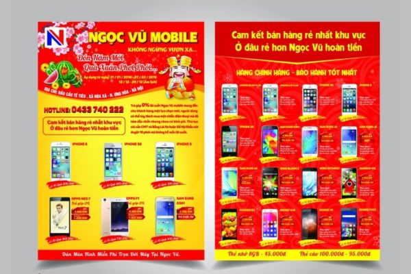 Mẫu tờ rơi điện thoại đẹp, thiết kế chuyên nghiệp tại Hà Nội