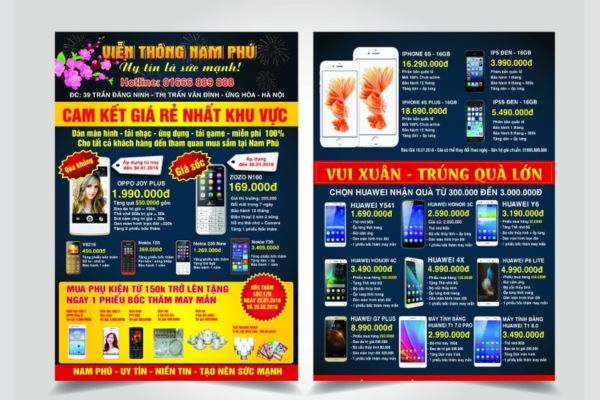 Mẫu tờ rơi điện thoại đẹp, thiết kế chuyên nghiệp tại Hà Nội