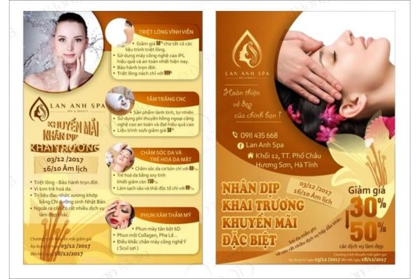 Mẫu tờ rơi spa đẹp, thiết kế theo yêu cầu tại In Hoa Long